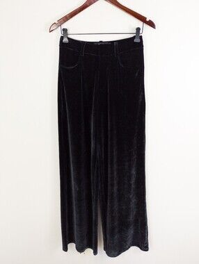 Simons Black Velvet Wide Leg Pants Size Small